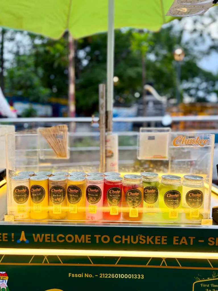 Row of cold pressed juices